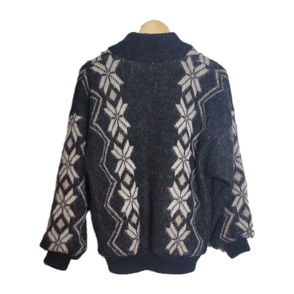 Vtg Iceland Wool Gray Zip Jacket Snowflake Alafoss Icewool Lined Sm Unisex - Picture 2 of 10